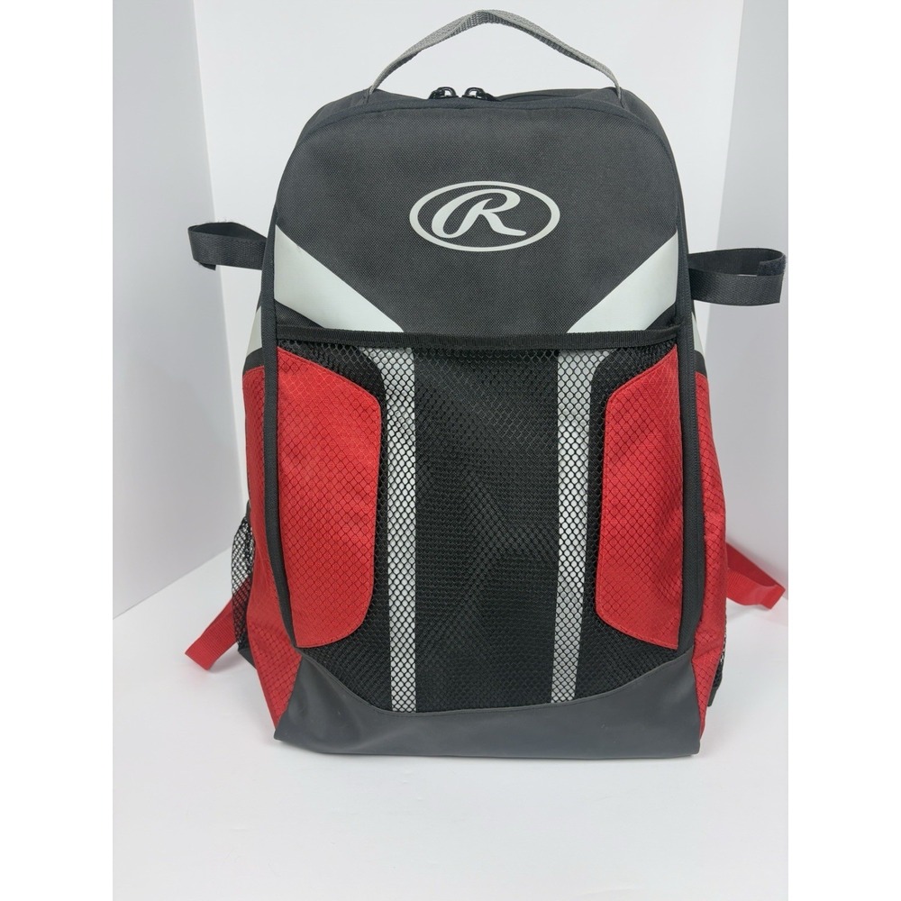 Rawlings Backpack Bat Bag Black & Red Good Condition. Dual Bat Holder